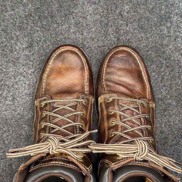 Caterpillar CAT‎ Calibrate Steel Toe Work Boots Men\'s 12 Brown Leather Moc Toe